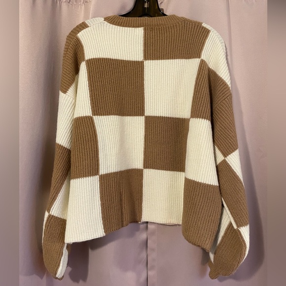 Cozy Chunky Checkered Knit Sweater w/Balloon Sleeves - Picture 5 of 5
